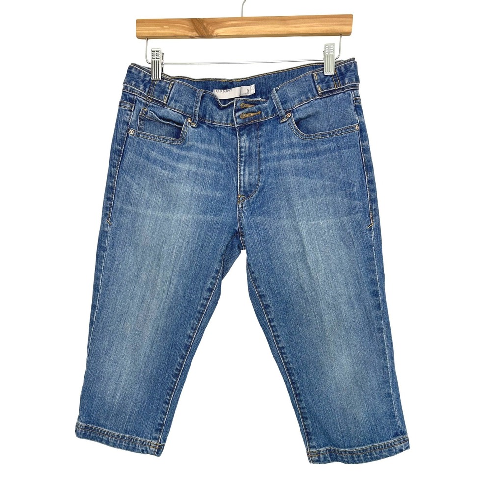 Y2K Old Navy Capri Jeans Women 8 Blue Classic Rise Cropped Denim Casual Summer
